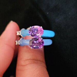 African Amethyst And Blue Jade (D) 22.25 ctw Hoop Earrings